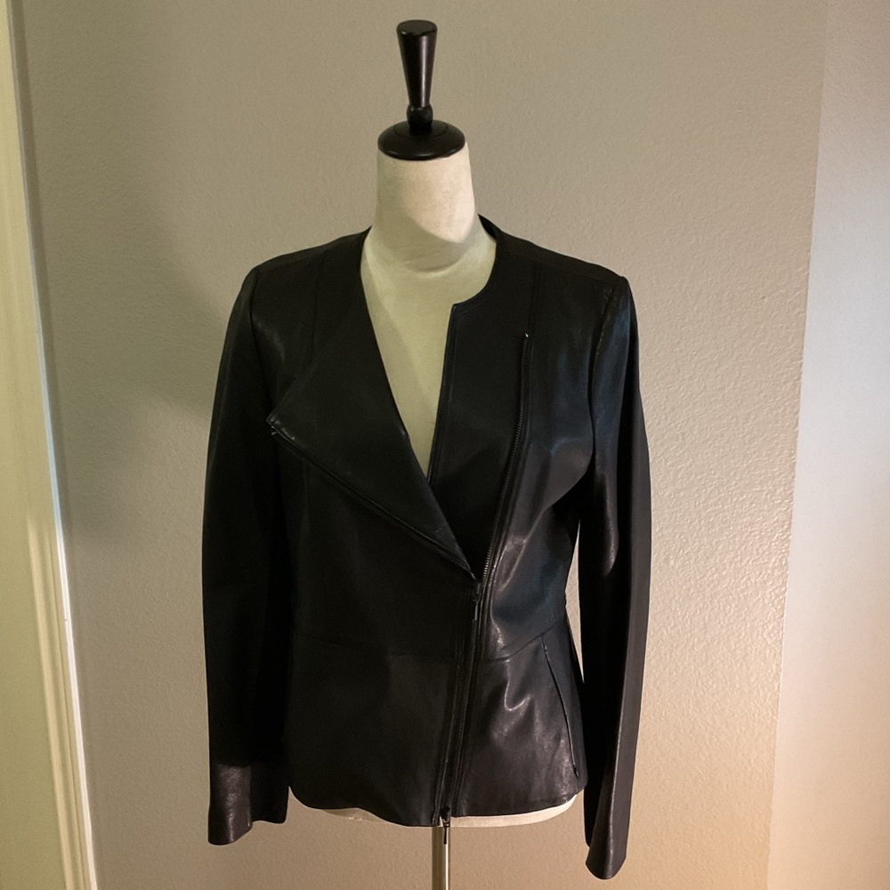 Elie Tahari Black Lamb Leather Jacket Size M